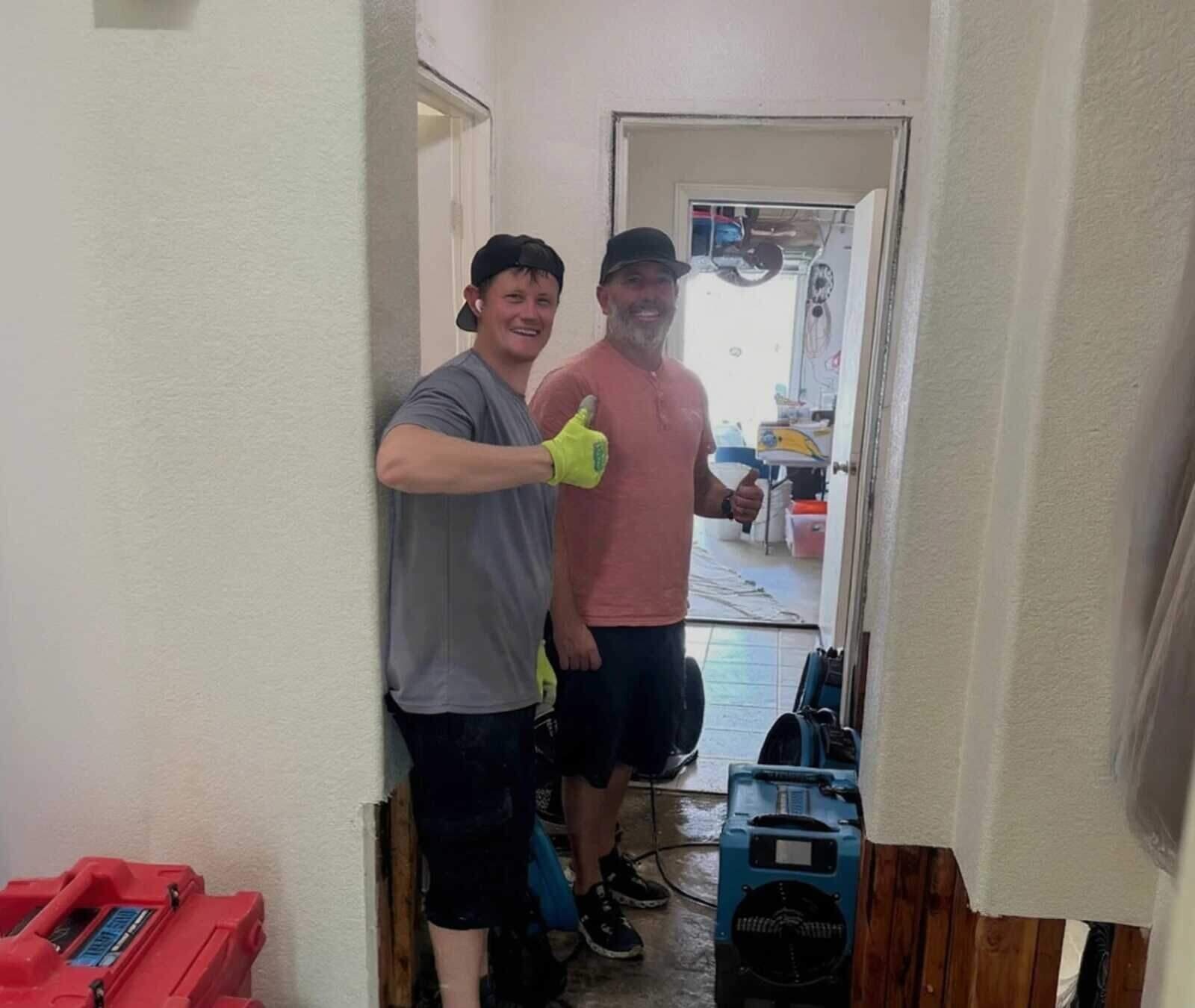 Local water damage crew on a job in the Austin metro