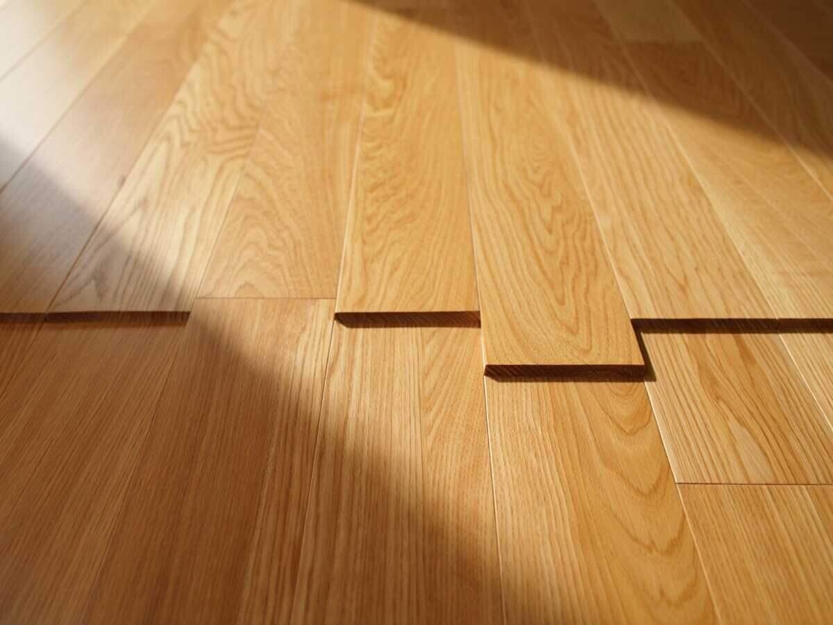 Hardwood floor damaged by water in an Austin home