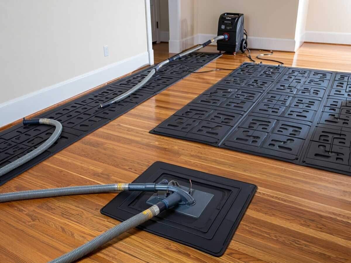 Hardwood floor water damage drying in Bee Cave, TX
