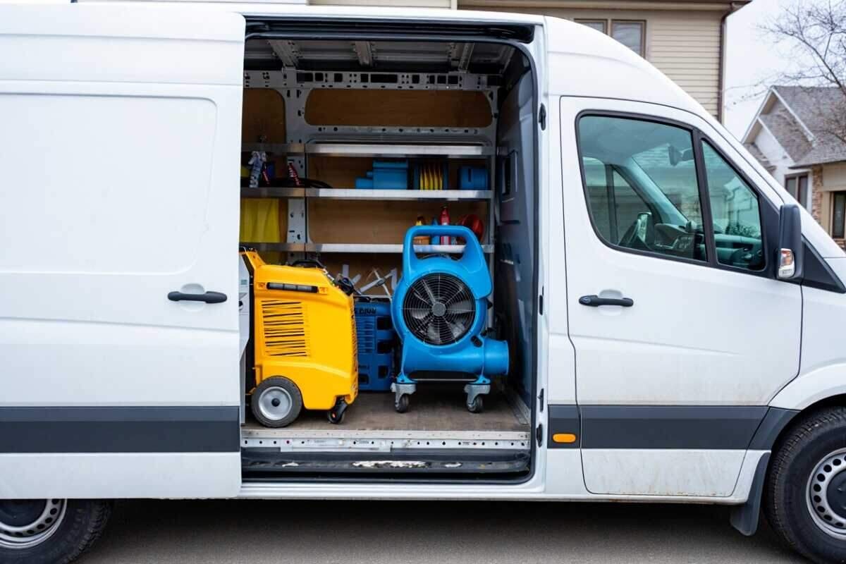 Austin Flood & Leak Restoration truck on a water damage job in the Austin metro
