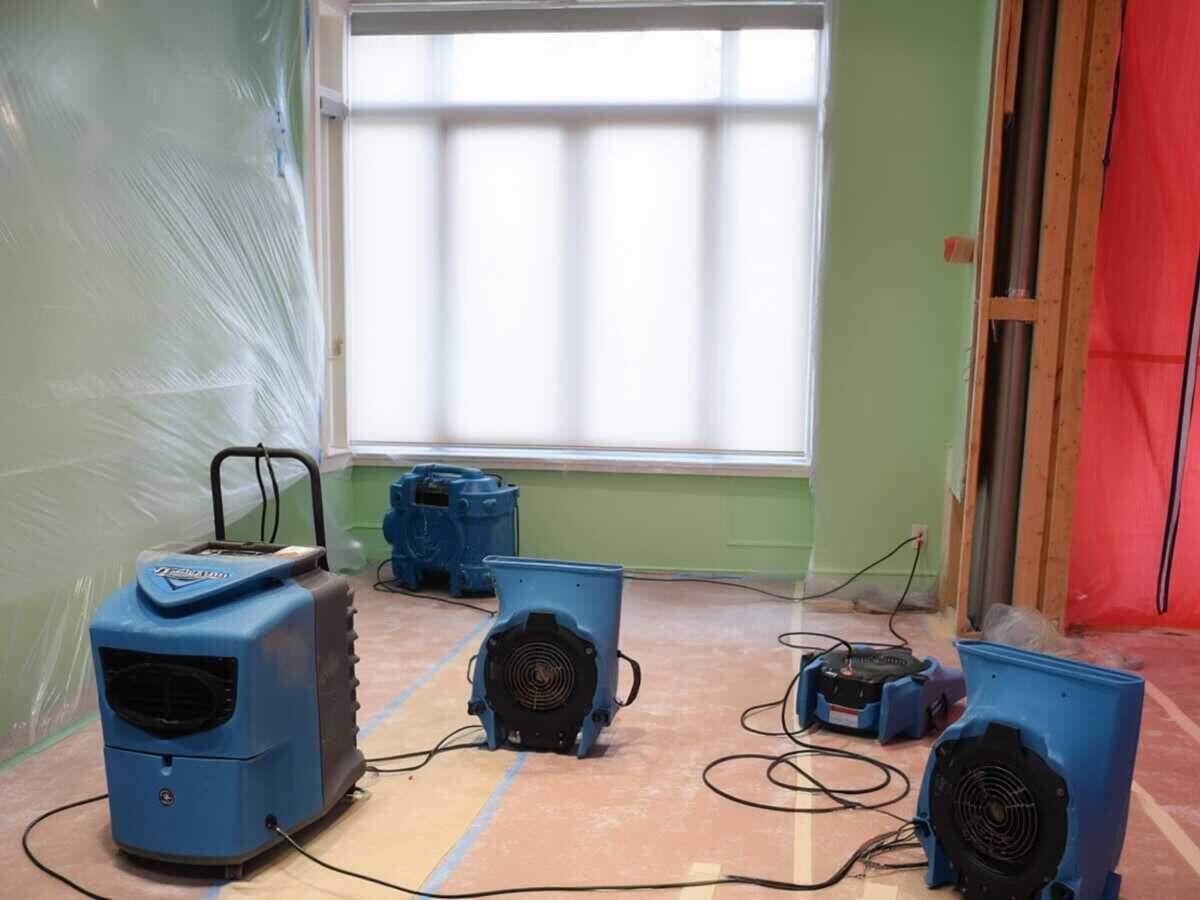 Structural drying equipment set up in an Austin home