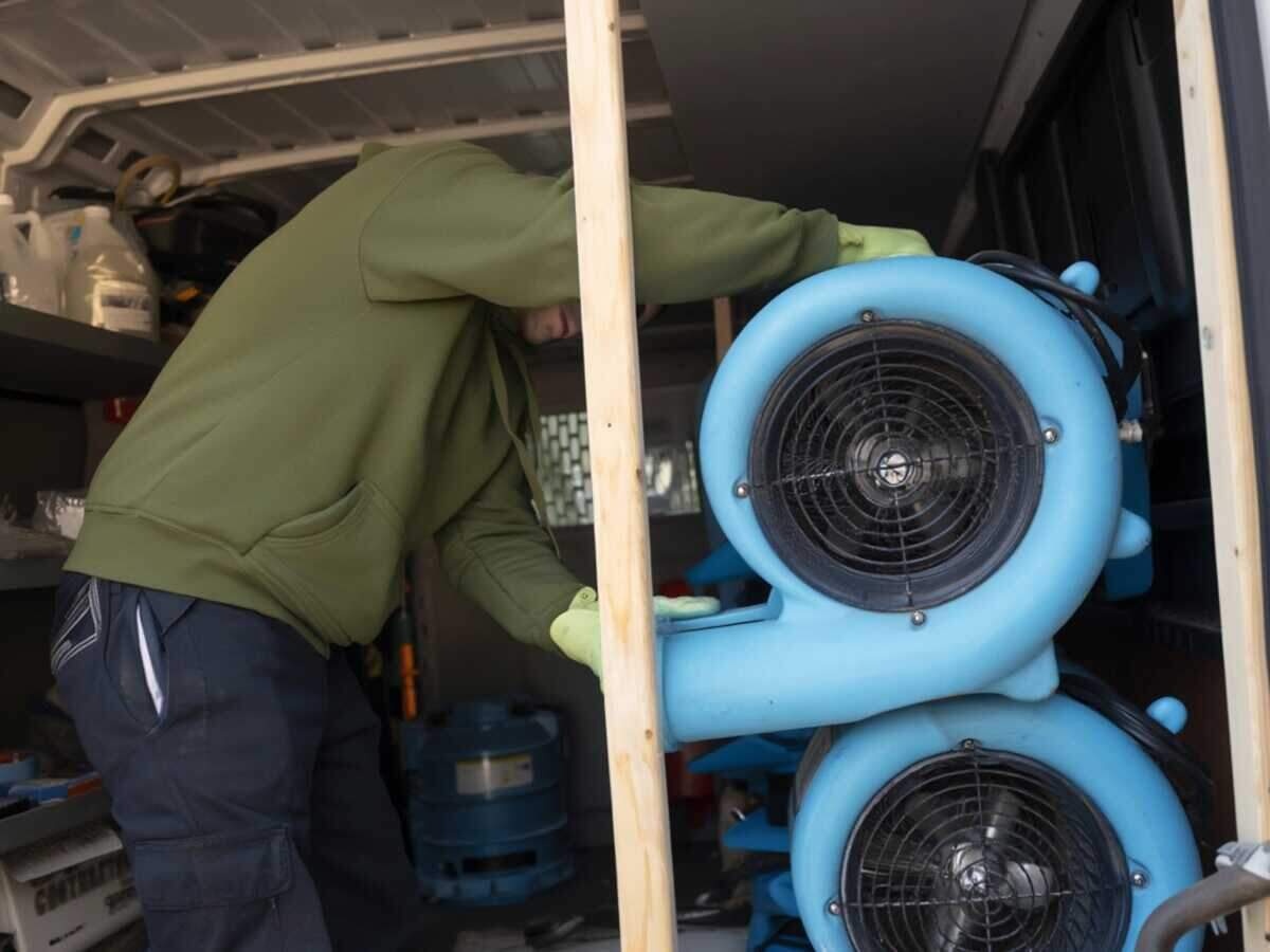 Drying equipment loaded for a water damage call in Austin